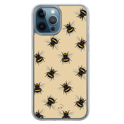 Leuke Telefoonhoesjes iPhone 12 (Pro) hybride hoesje - Bee happy