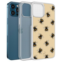 Leuke Telefoonhoesjes iPhone 12 (Pro) hybride hoesje - Bee happy