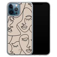 Leuke Telefoonhoesjes iPhone 12 (Pro) hybride hoesje - Abstract faces