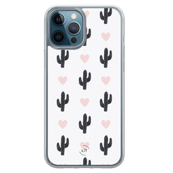 Leuke Telefoonhoesjes iPhone 12 (Pro) hybride hoesje - Cactus love