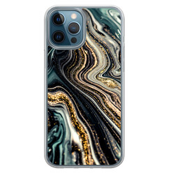 Leuke Telefoonhoesjes iPhone 12 (Pro) hybride hoesje - Marmer swirl