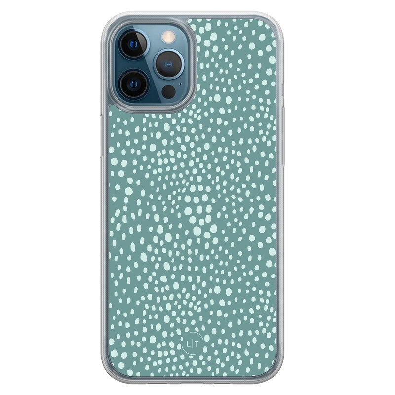 Leuke Telefoonhoesjes iPhone 12 (Pro) hybride hoesje - Blue dots