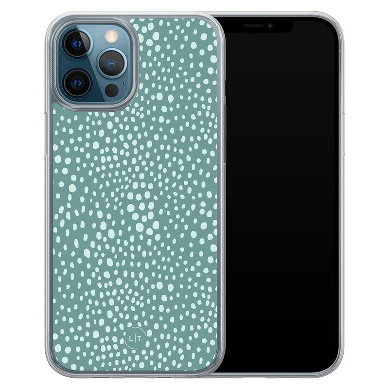 Leuke Telefoonhoesjes iPhone 12 (Pro) hybride hoesje - Blue dots