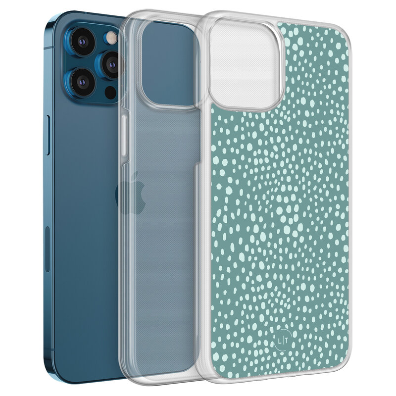 Leuke Telefoonhoesjes iPhone 12 (Pro) hybride hoesje - Blue dots