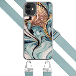 Leuke Telefoonhoesjes iPhone 11 hoesje met blauw koord - Azure gold swirl