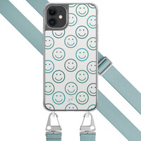 Leuke Telefoonhoesjes iPhone 11 hoesje met blauw koord - Happy smileys