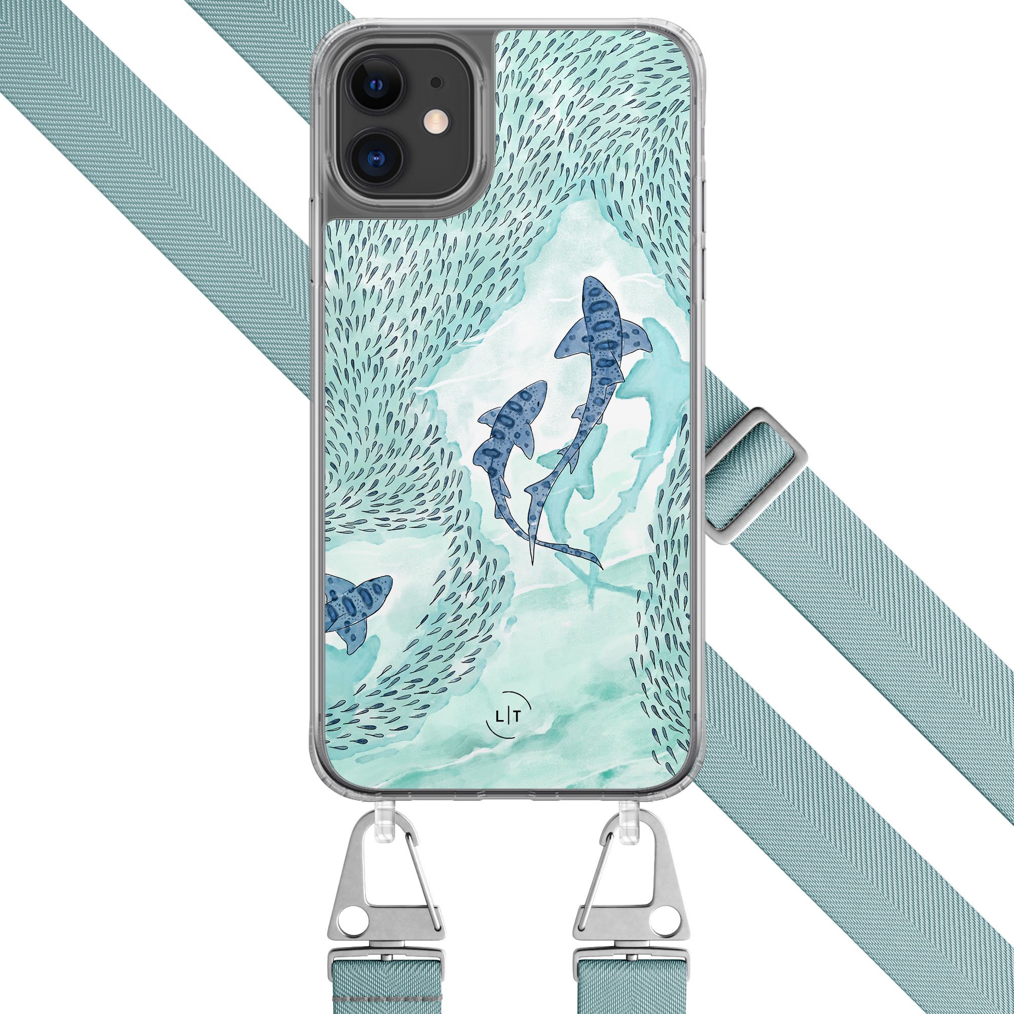 Leuke Telefoonhoesjes iPhone 11 hoesje met blauw koord - Baby shark