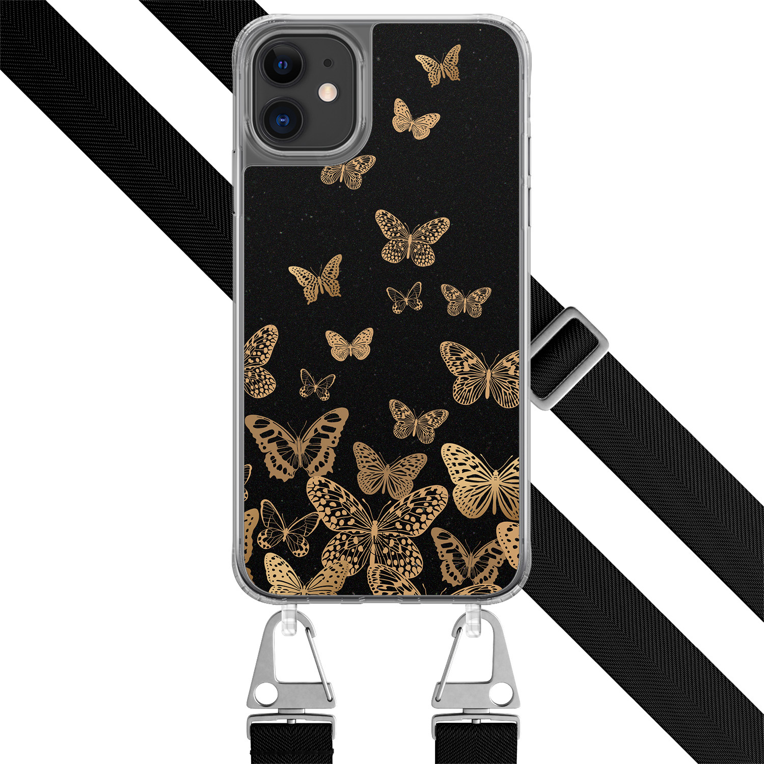 Leuke Telefoonhoesjes iPhone 11 hoesje met zwart koord - Vlinders