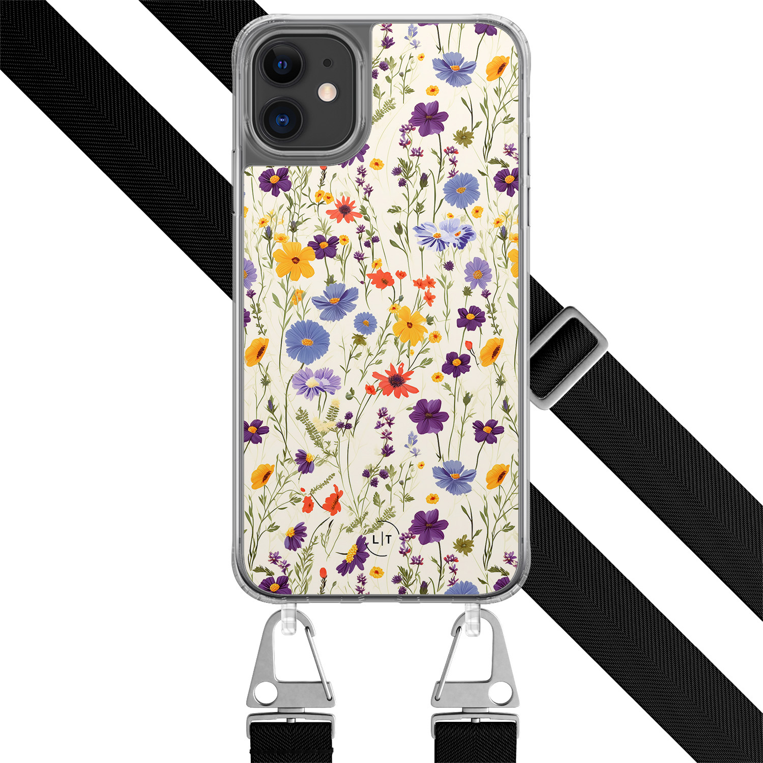 Leuke Telefoonhoesjes iPhone 11 hoesje met zwart koord - Wildflowers