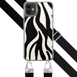 Leuke Telefoonhoesjes iPhone 11 hoesje met zwart koord - Zebra