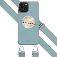 Leuke Telefoonhoesjes iPhone 15 hoesje met blauw koord - Moon birds