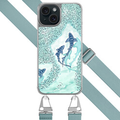 Leuke Telefoonhoesjes iPhone 15 hoesje met blauw koord - Baby shark