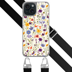 Leuke Telefoonhoesjes iPhone 15 hoesje met zwart koord - Wildflowers