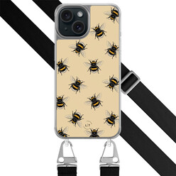 Leuke Telefoonhoesjes iPhone 15 hoesje met zwart koord - Bee happy