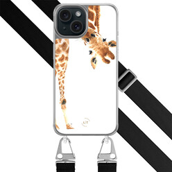 Leuke Telefoonhoesjes iPhone 15 hoesje met zwart koord - Giraffe
