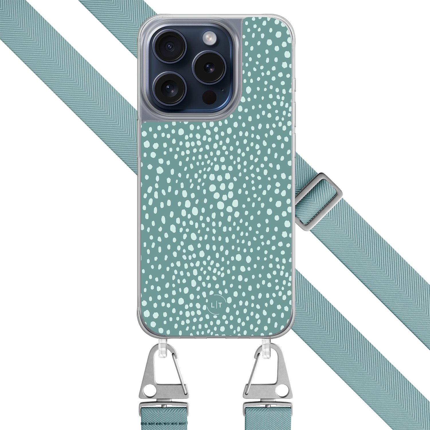 Leuke Telefoonhoesjes iPhone 15 Pro hoesje met blauw koord - Blue dots