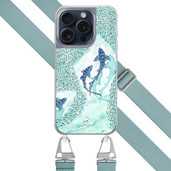 Leuke Telefoonhoesjes iPhone 15 Pro hoesje met blauw koord - Baby shark