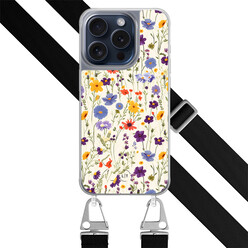 Leuke Telefoonhoesjes iPhone 15 Pro hoesje met zwart koord - Wildflowers