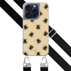 Leuke Telefoonhoesjes iPhone 15 Pro hoesje met zwart koord - Bee happy