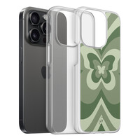 Leuke Telefoonhoesjes iPhone 15 Pro hybride hoesje - Retro vlinder groen