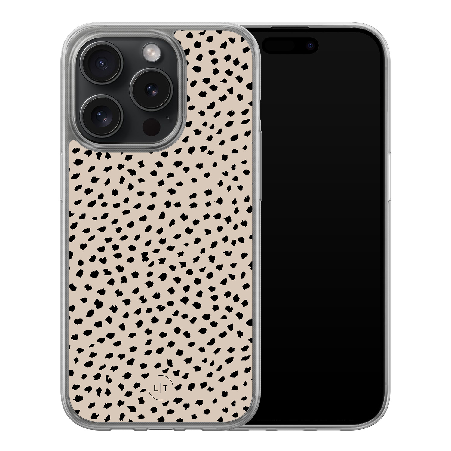 Leuke Telefoonhoesjes iPhone 15 Pro hybride hoesje - Almond dots