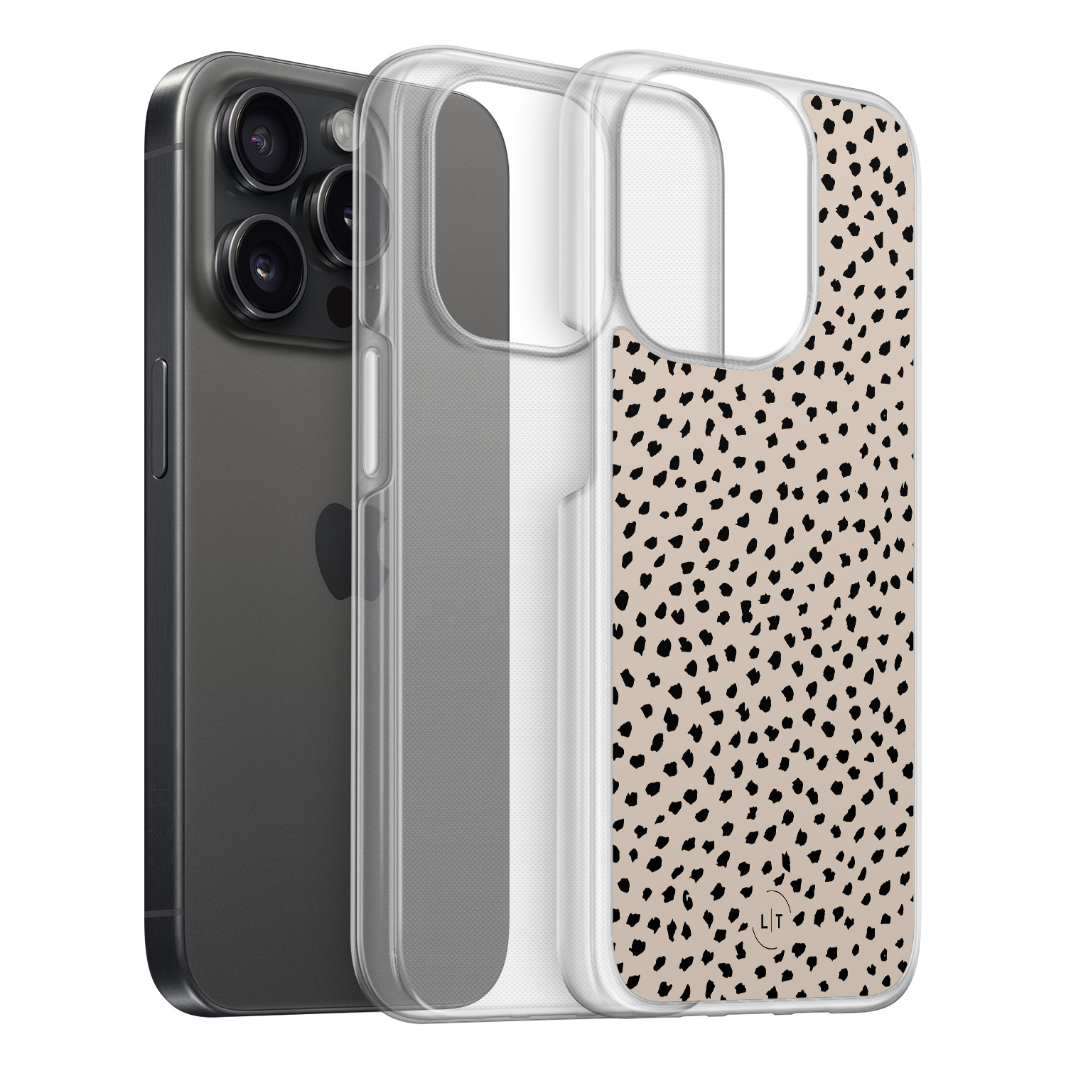 Leuke Telefoonhoesjes iPhone 15 Pro hybride hoesje - Almond dots