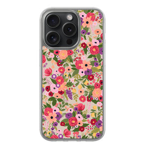 Leuke Telefoonhoesjes iPhone 15 Pro hybride hoesje - Floral garden