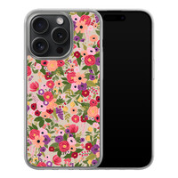 Leuke Telefoonhoesjes iPhone 15 Pro hybride hoesje - Floral garden