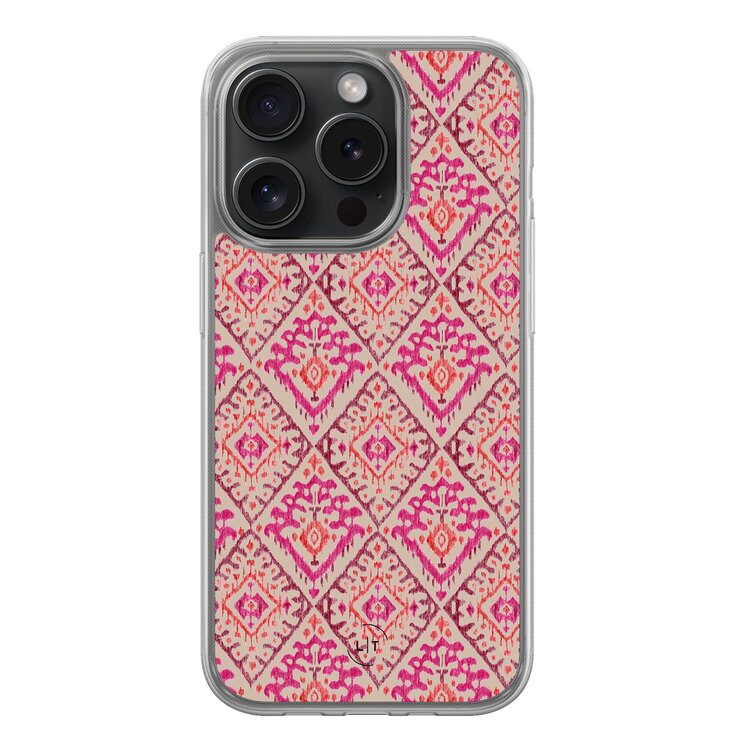 Leuke Telefoonhoesjes iPhone 15 Pro hybride hoesje - Ibiza art deco