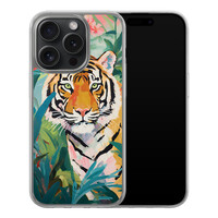 Leuke Telefoonhoesjes iPhone 15 Pro hybride hoesje - Tijger in de jungle