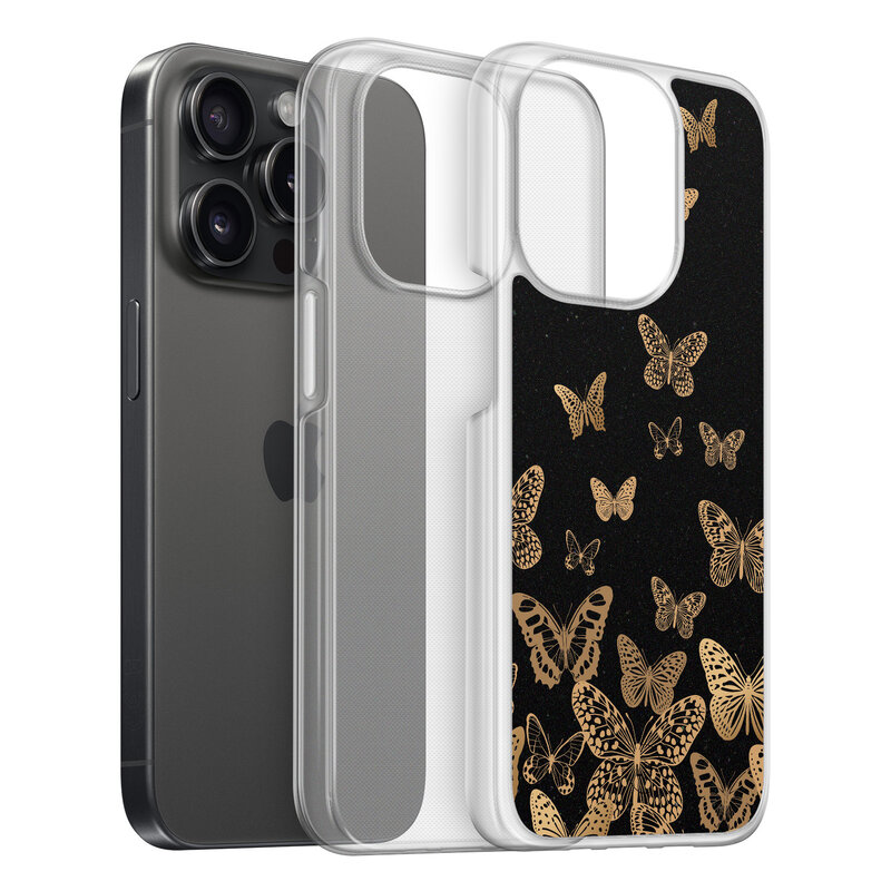 Leuke Telefoonhoesjes iPhone 15 Pro hybride hoesje - Vlinders
