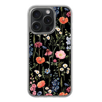 Leuke Telefoonhoesjes iPhone 15 Pro hybride hoesje - Dark flowers