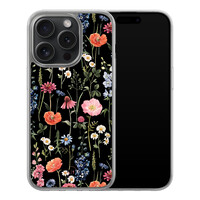 Leuke Telefoonhoesjes iPhone 15 Pro hybride hoesje - Dark flowers