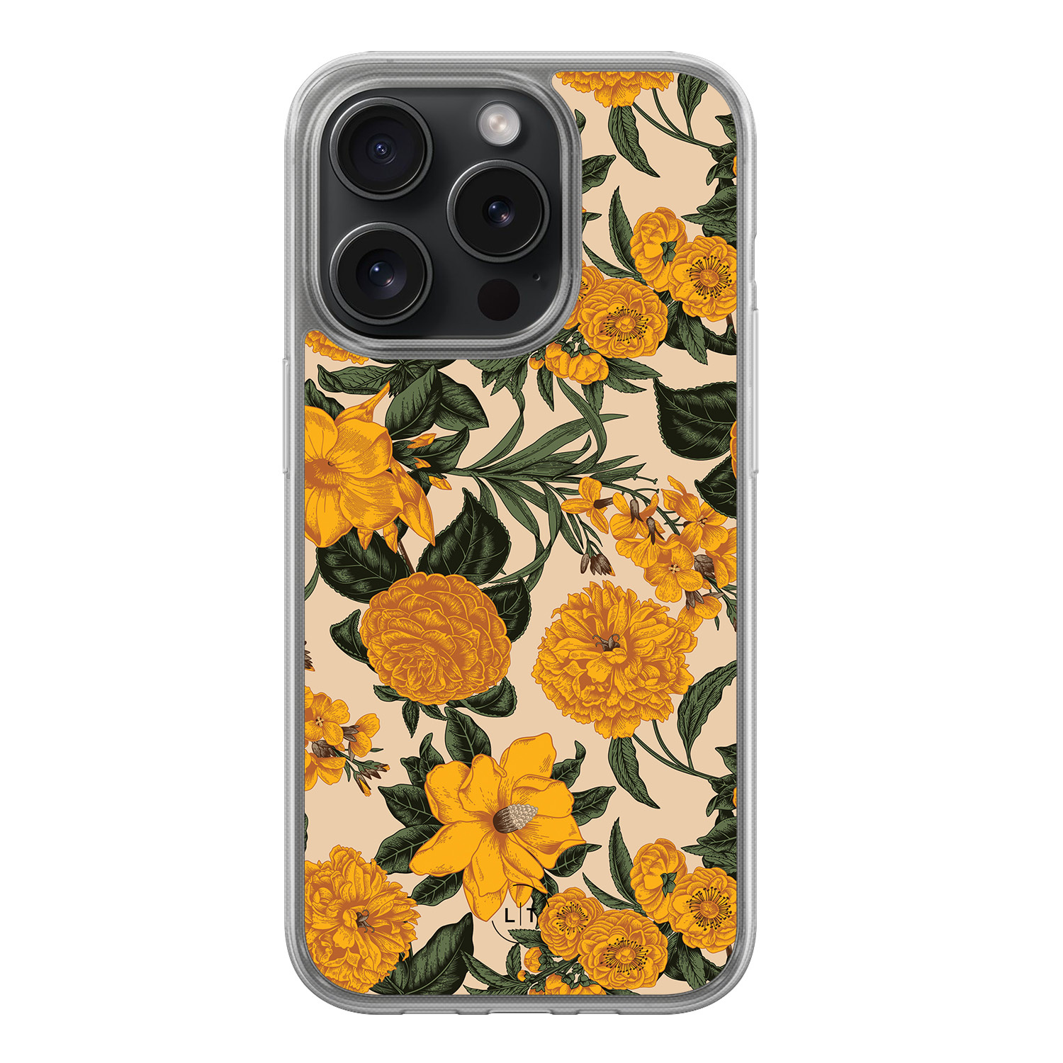 Leuke Telefoonhoesjes iPhone 15 Pro hybride hoesje - Retro flowers