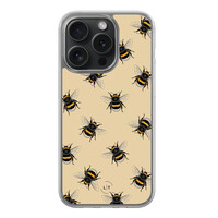 Leuke Telefoonhoesjes iPhone 15 Pro hybride hoesje - Bee happy