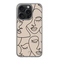 Leuke Telefoonhoesjes iPhone 15 Pro hybride hoesje - Abstract faces