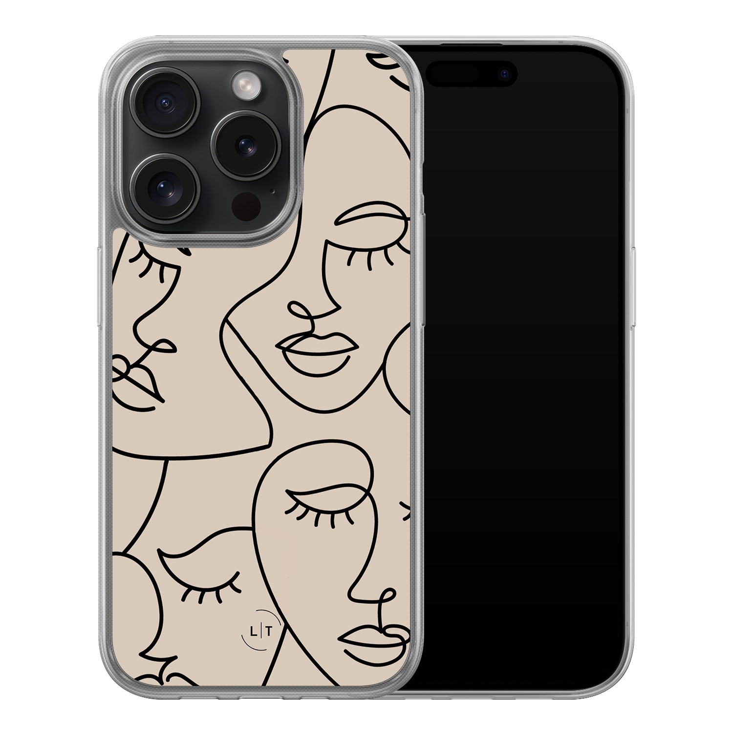 Leuke Telefoonhoesjes iPhone 15 Pro hybride hoesje - Abstract faces