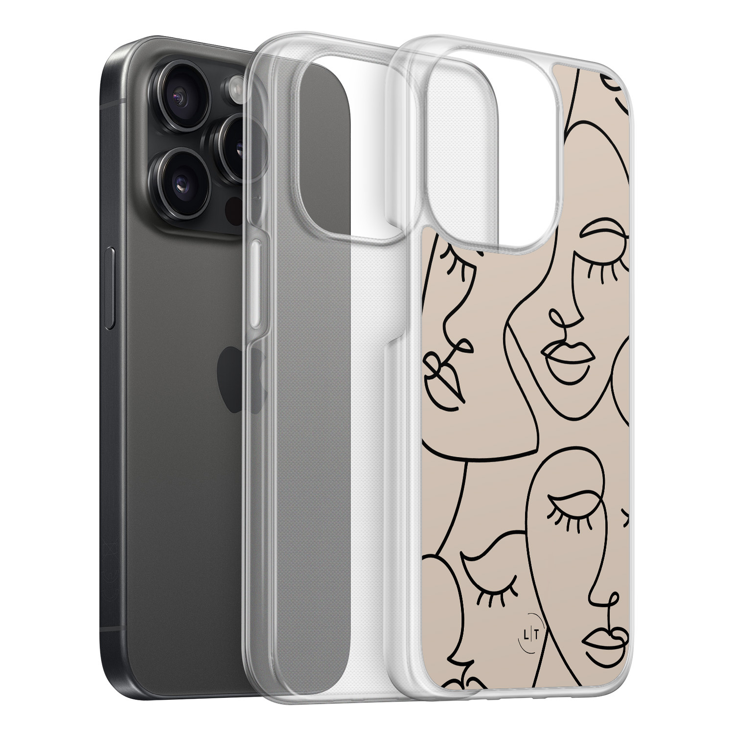 Leuke Telefoonhoesjes iPhone 15 Pro hybride hoesje - Abstract faces
