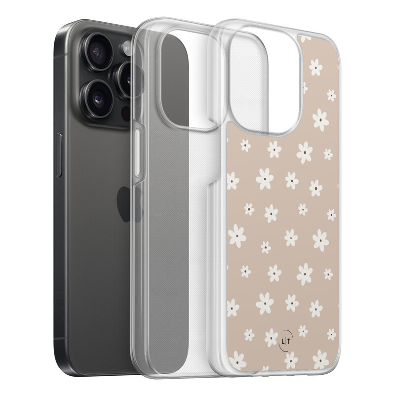 Leuke Telefoonhoesjes iPhone 15 Pro hybride hoesje - Cute flowers