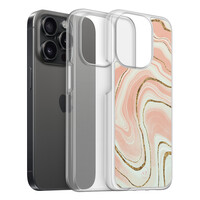 Leuke Telefoonhoesjes iPhone 15 Pro hybride hoesje - Marmer peach