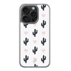 Leuke Telefoonhoesjes iPhone 15 Pro hybride hoesje - Cactus love