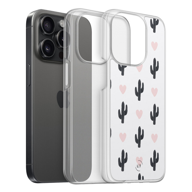 Leuke Telefoonhoesjes iPhone 15 Pro hybride hoesje - Cactus love