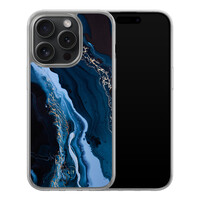 Leuke Telefoonhoesjes iPhone 15 Pro hybride hoesje - Marmer lagoon blauw