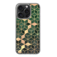 Leuke Telefoonhoesjes iPhone 15 Pro hybride hoesje - Kubus groen