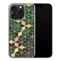 Leuke Telefoonhoesjes iPhone 15 Pro hybride hoesje - Kubus groen