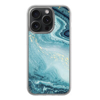 Leuke Telefoonhoesjes iPhone 15 Pro hybride hoesje - Marmer blauw