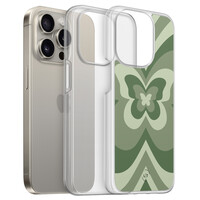 Leuke Telefoonhoesjes iPhone 15 Pro Max hybride hoesje - Retro vlinder groen