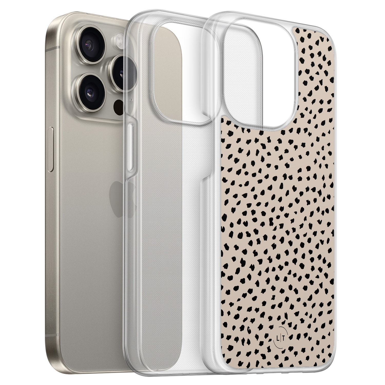 Leuke Telefoonhoesjes iPhone 15 Pro Max hybride hoesje - Almond dots