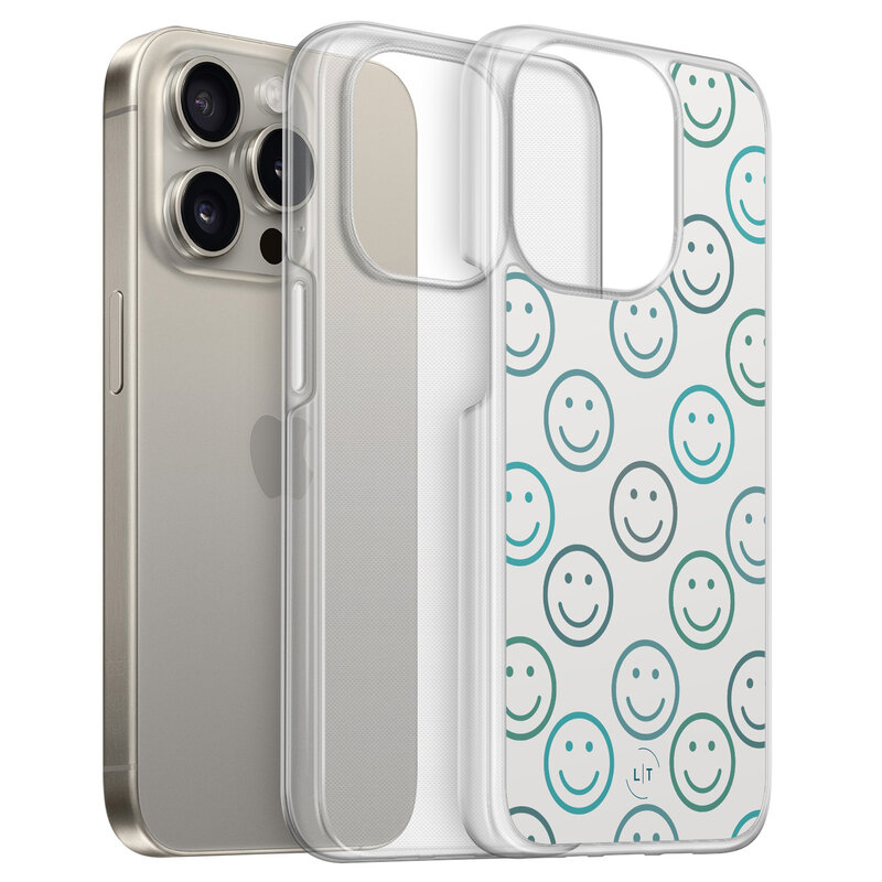 Leuke Telefoonhoesjes iPhone 15 Pro Max hybride hoesje - Happy smileys