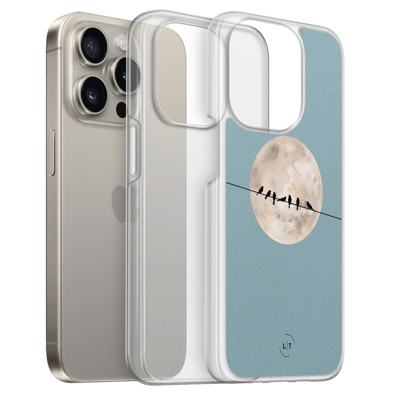 Leuke Telefoonhoesjes iPhone 15 Pro Max hybride hoesje - Moon birds